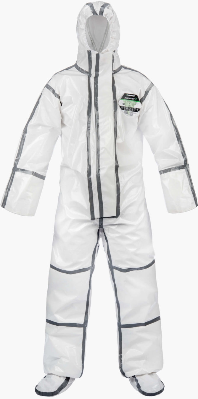 ChemMax 2 Coverall with double zip storm flap double cuffs attached socks with boot overflaps